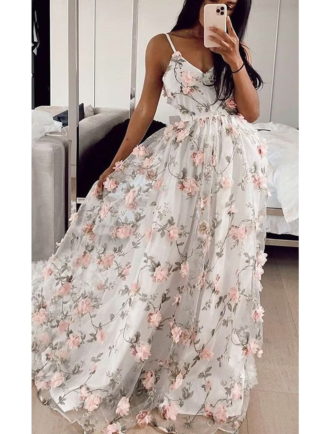Long Formal Evening Gown Floral Printed Strapless Prom Dress DTP169 –  DressTok.co.uk